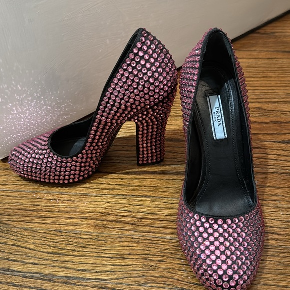Prada Pink Crystal Heels Size 37 Brand New display only - Picture 7 of 7